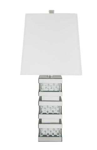 Misty Valley Nysa Modern Classic Drum Shaped Shade Table Lamp in Mirrored & Faux Crystals
