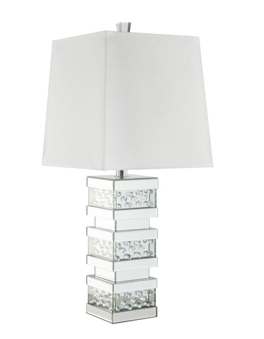 Misty Valley Nysa Modern Classic Drum Shaped Shade Table Lamp in Mirrored & Faux Crystals