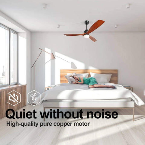 Misty Valley 60in. 3 Solid Wood Blade DC Motor Ceiling Fan Decorate for the Living Room Corridor Lighting Fixture