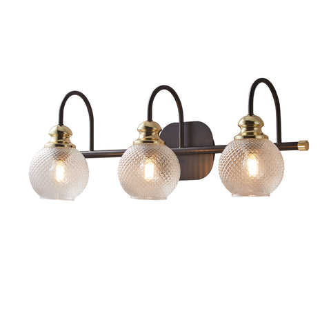 Misty Valley 3-Light Modern Bathroom Vanity Light,Black Wall Sconces with Clear Glass Shades for Hallway,Living Room,Bathroom
