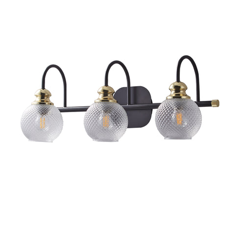 Misty Valley 3-Light Modern Bathroom Vanity Light,Black Wall Sconces with Clear Glass Shades for Hallway,Living Room,Bathroom