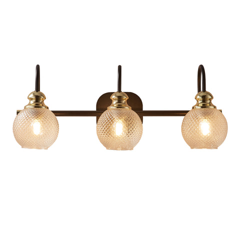 Misty Valley 3-Light Modern Bathroom Vanity Light,Black Wall Sconces with Clear Glass Shades for Hallway,Living Room,Bathroom