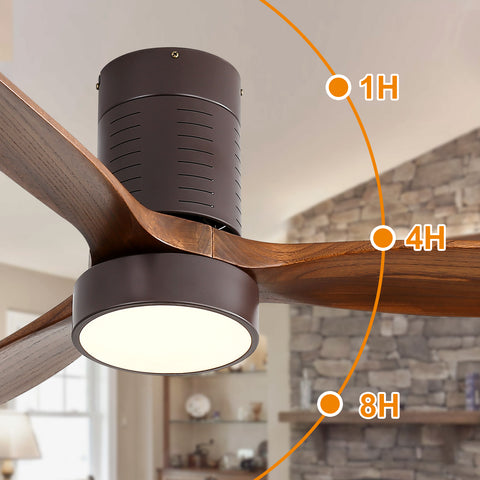 Misty Valley 52in. Solid Wood Indoor Low Profile Ceiling Fan with LED Light and Remote Control