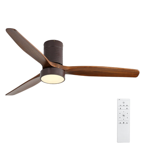 Misty Valley 52in. Solid Wood Indoor Low Profile Ceiling Fan with LED Light and Remote Control