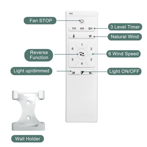 Misty Valley 56in. Modern White Ceiling Fan Light With 6 Speed Remote Energy-saving DC Motor