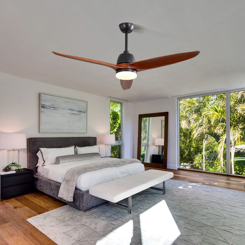 Misty Valley 56in. Modern Matte Black Reversible Ceiling Fan with Light, 6 Speed Remote Energy-saving DC Motor