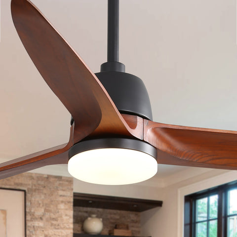Misty Valley 56in. Modern Matte Black Reversible Ceiling Fan with Light, 6 Speed Remote Energy-saving DC Motor