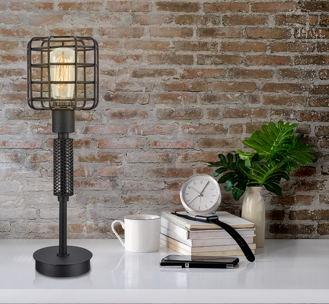 Misty Valley Modern Industrial Marek Table Lamp, Black