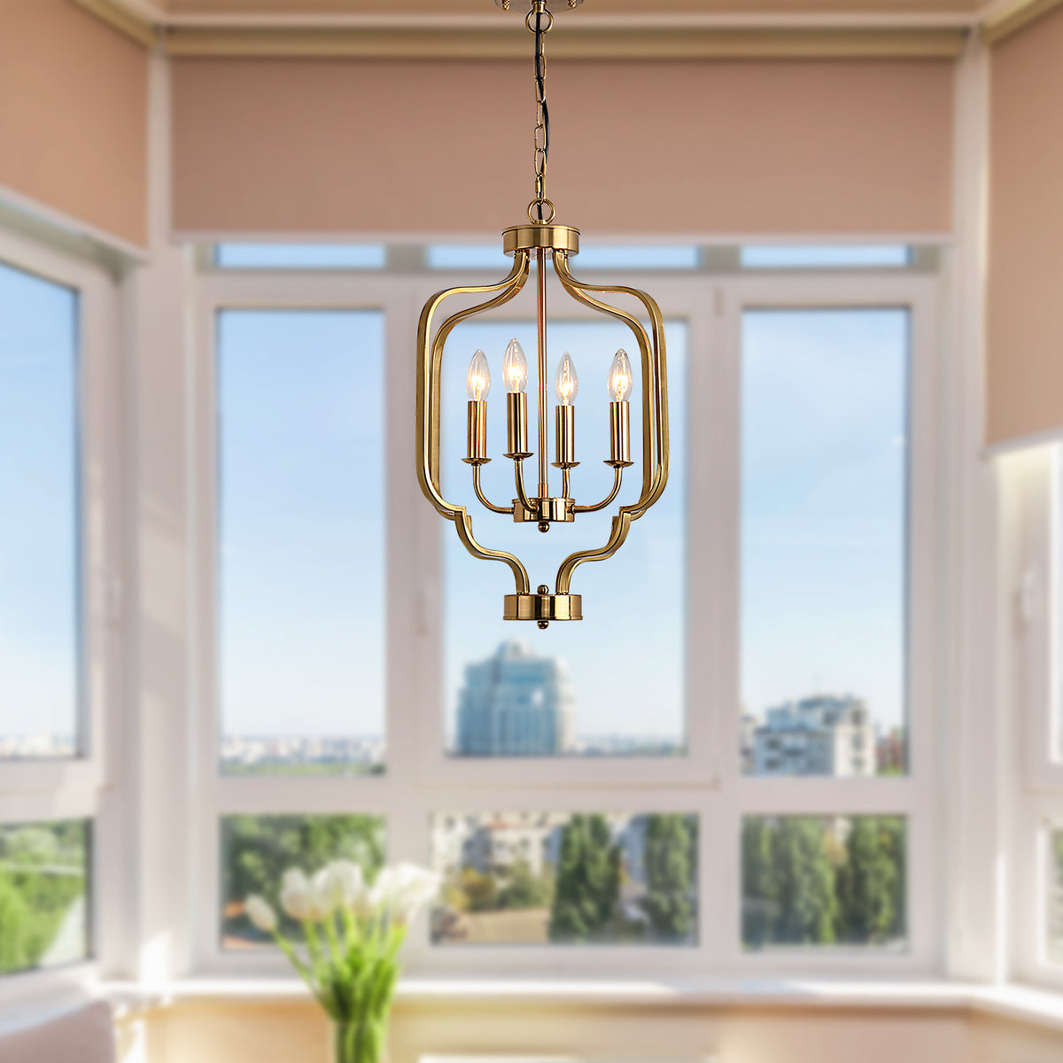 Misty Valley Electroplated Gold Chandelier Iron Gold 6 Bulbs