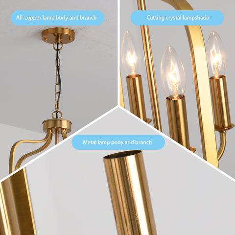 Misty Valley Electroplated Gold Chandelier Iron Gold 6 Bulbs