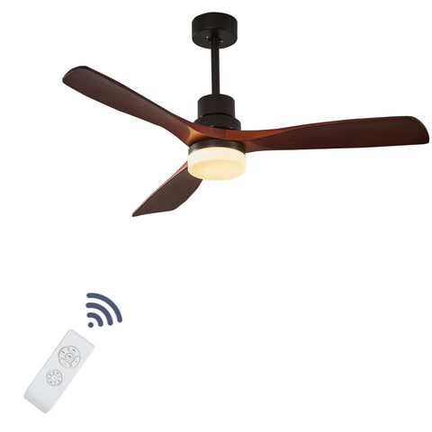Misty Valley 52in. Wood Ceiling Fan with Light Remote Control,3 Blade Ceiling Fan,Modern Propeller Fan With Adjustable Speeds,Ceiling Fan Indoor with Light
