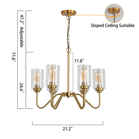 Misty Valley Iron Golden 6-Light Modern Classic Chandelier