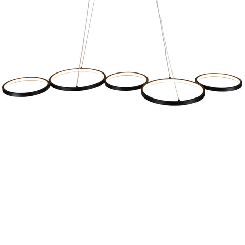 Misty Valley LED Flush Mount Ceiling Light,Black Chandelier 7 Rings Pendant Lighting for Bedroom,Dining Room Living,Room