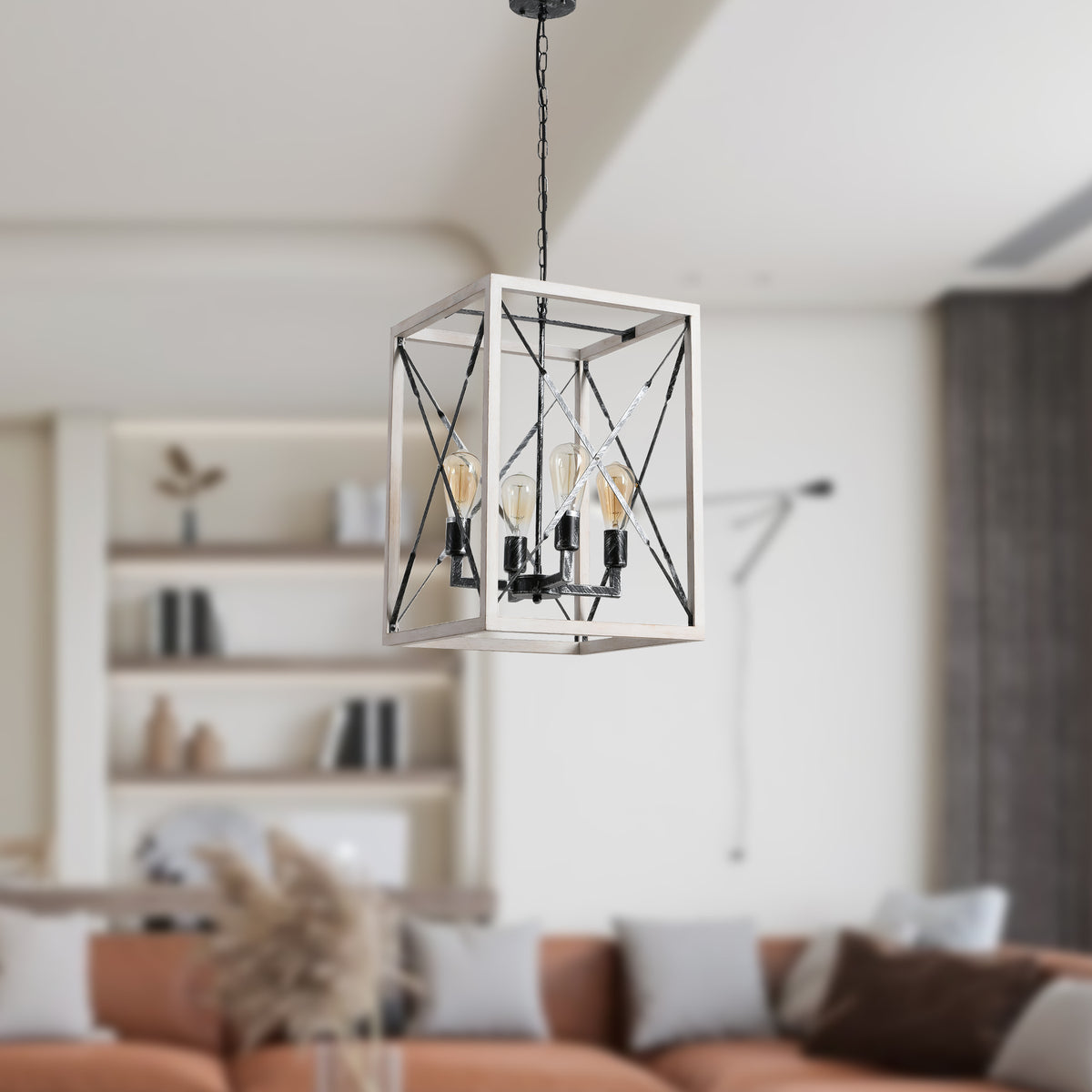 Misty Valley Farmhouse 4-Light Retro Distressed Chandelier Iron Metal Cottage Style Ceiling Light