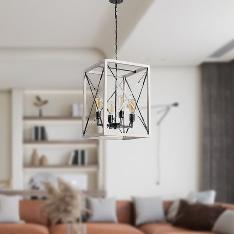 Misty Valley Farmhouse 4-Light Retro Distressed Chandelier Iron Metal Cottage Style Ceiling Light