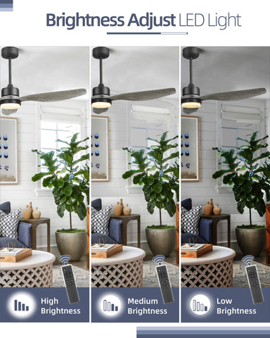 Misty ValleY 52in. Modern Reversible Ceiling Fan with Light, LED Propeller Ceiling Fan with Remote Control