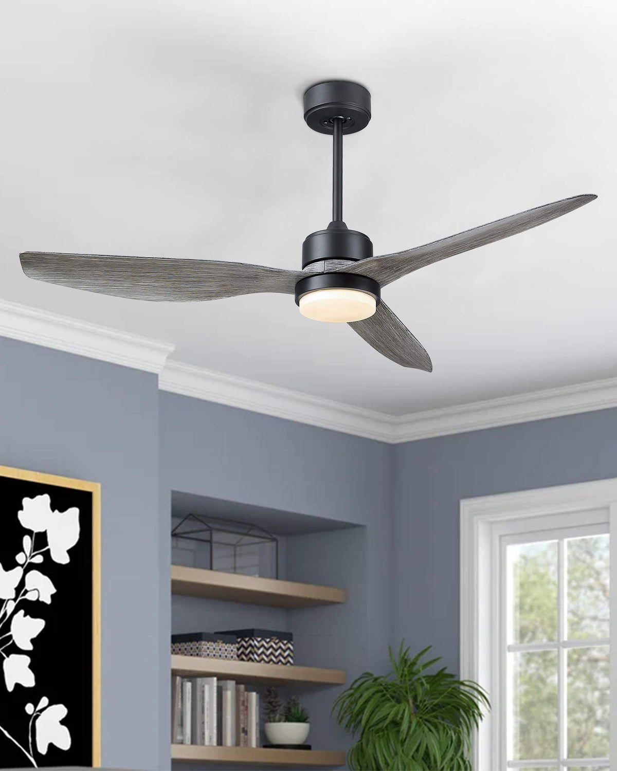 Misty ValleY 52in. Modern Reversible Ceiling Fan with Light, LED Propeller Ceiling Fan with Remote Control