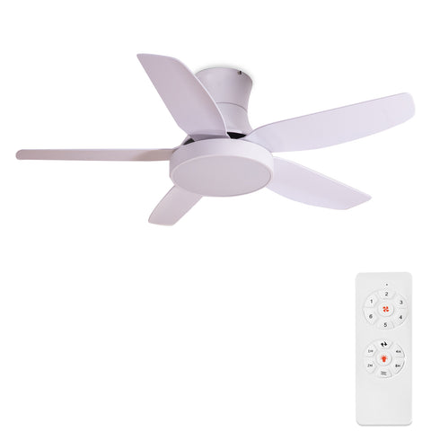 Misty Valley 46in White Indoor Low Profile Ceiling Fan with LED Light and Remote Control,Ultra Quiet Flush Mount Ceiling Fan with 6 Speed DC Motor