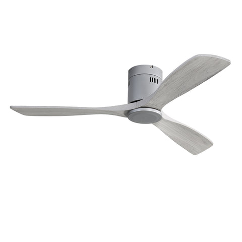 Misty Valley 52in. Low Profile Ceiling Fan DC 3 Carved Wood Fan Blade Noiseless Reversible Motor Remote Control Without Light