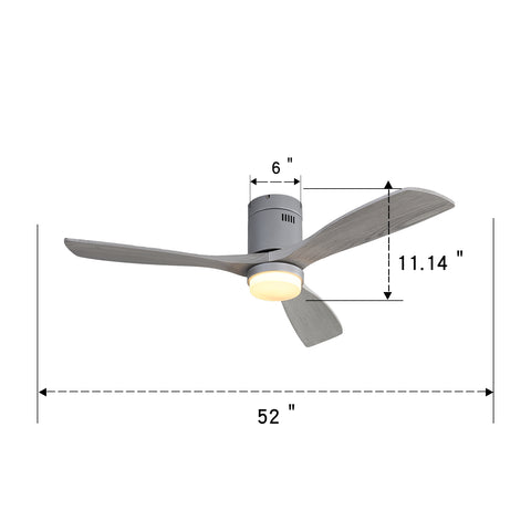 Misty Valley Low Profile Ceiling Fan With Lights 3 Carved Wood Fan Blade Noiseless Reversible Motor Remote Control With Light