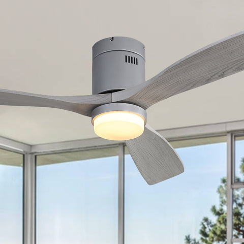 Misty Valley Low Profile Ceiling Fan With Lights 3 Carved Wood Fan Blade Noiseless Reversible Motor Remote Control With Light
