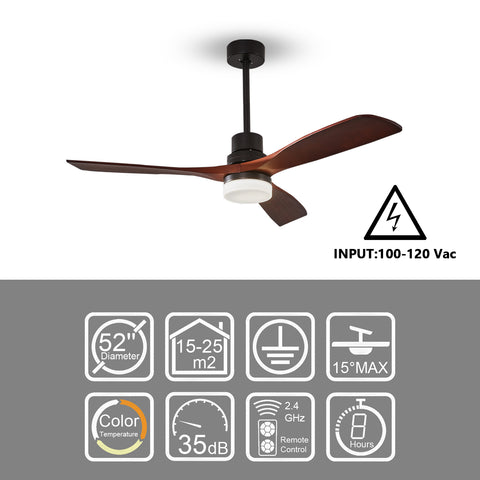 Misty Valley 52in. Wood Ceiling Fan with Light Remote Control,3 Blade Ceiling Fan,Modern Propeller Fan With Adjustable Speeds,Ceiling Fan Indoor with Light