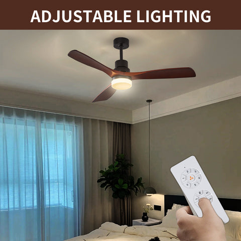 Misty Valley 52in. Wood Ceiling Fan with Light Remote Control,3 Blade Ceiling Fan,Modern Propeller Fan With Adjustable Speeds,Ceiling Fan Indoor with Light