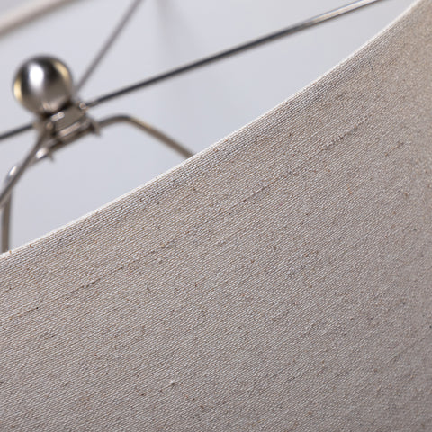 Misty Valley 24.7" Modern LED Bedside Table Lamp with Drum-Shaped Linen Shade