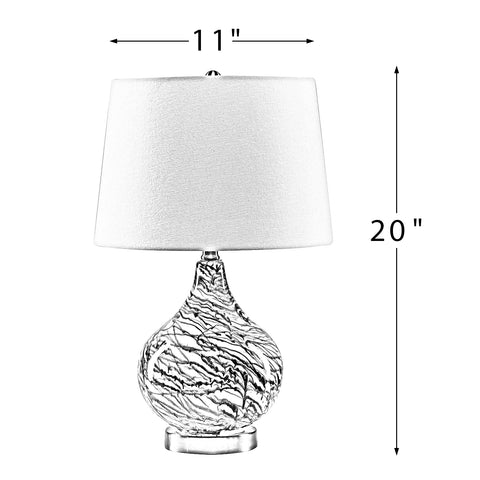 Misty Valley 20" Modern LED Bedside Table Lamp with Linen Shade and Glass Base