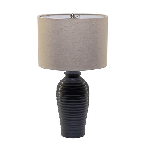 Misty Valley 24.7" Modern LED Bedside Table Lamp with Drum-Shaped Linen Shade