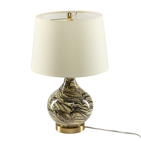 Misty Valley 20" Modern LED Bedside Table Lamp with Linen Shade and Glass Base