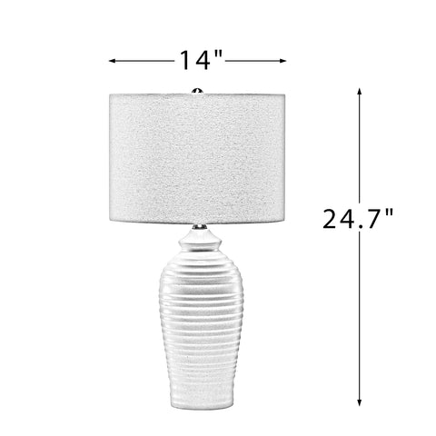 Misty Valley 24.7" Modern LED Bedside Table Lamp with Drum-Shaped Linen Shade