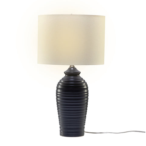 Misty Valley 24.7" Modern LED Bedside Table Lamp with Drum-Shaped Linen Shade