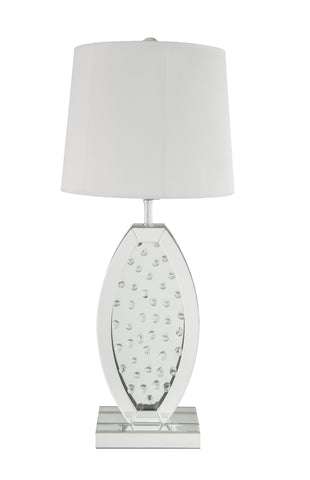 Misty Valley Nysa Clear Glass Drum Shade Table Lamp,Mirrored & Faux Crystals Lampshade