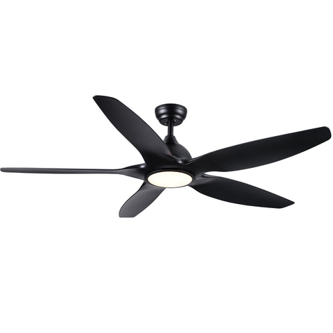 Misty Valley 60in. Modern Matte Black Integrated LED 5-Blade Reversible Ceiling Fan with Light
