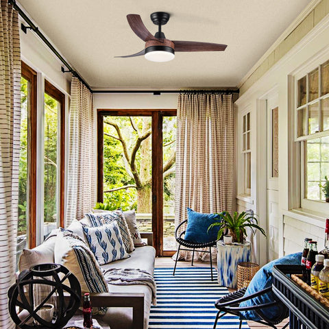 Misty Valley 42in. Modern LED Brown 6-Speed Ceiling Fan With Light, Quiet DC Motor,Remote Control