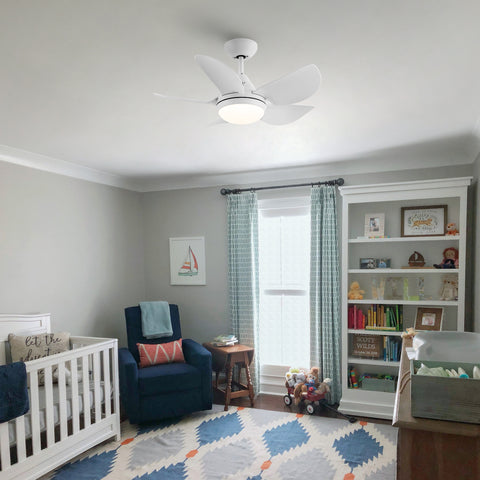 Misty Valley 30in. Integrated LED Modern White Ceiling Fan with Light,ABS Blade