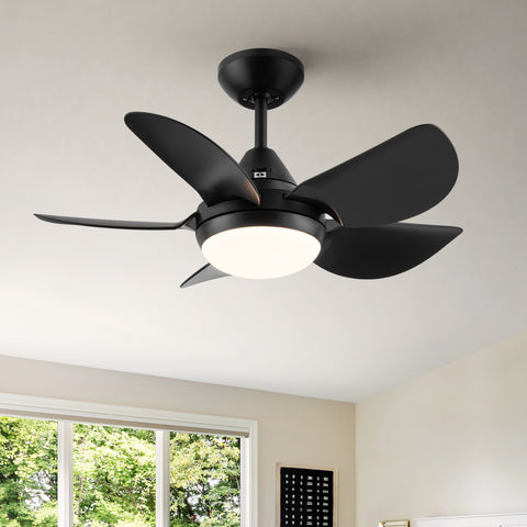 Misty Valley 30in. integrated LED Ceiling Fan with Light,Matte Black ABS Blade
