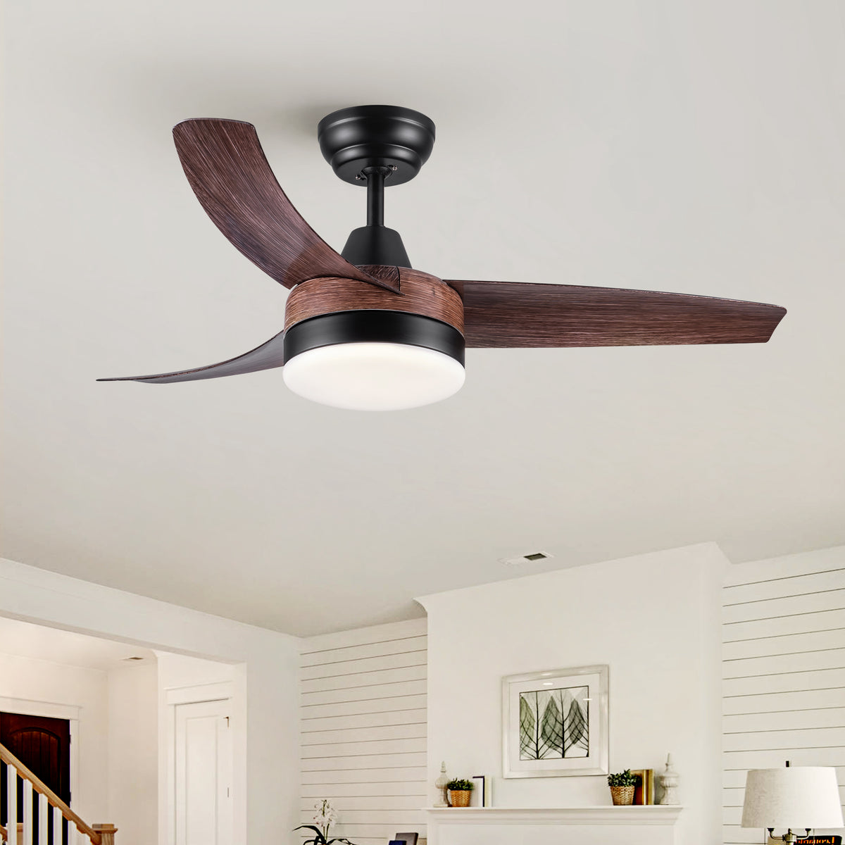 Misty Valley 42in. Modern LED Brown 6-Speed Ceiling Fan With Light, Quiet DC Motor,Remote Control