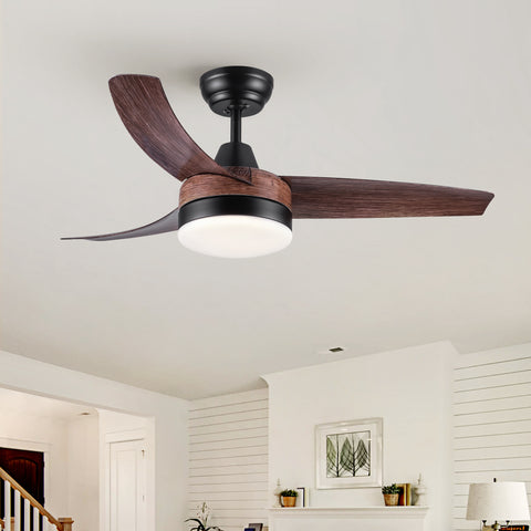 Misty Valley 42in. Modern LED Brown 6-Speed Ceiling Fan With Light, Quiet DC Motor,Remote Control
