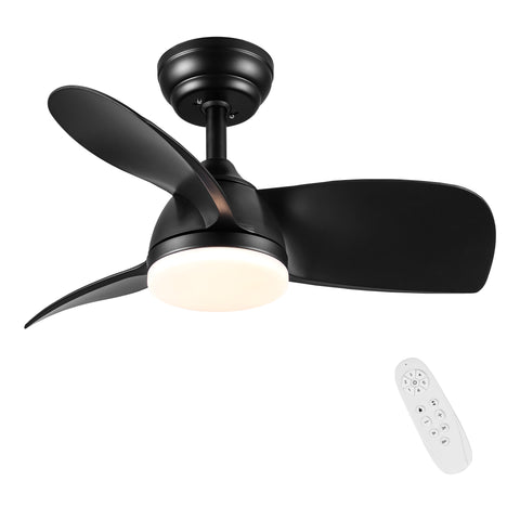 Misty Valley  28in. Integrated LED Black Ceiling Fan with Light,  ABS Blade