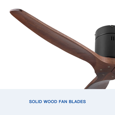 Misty Valley 52in.Solid Wood Blade Low Profile Ceiling Fan without Light,Flush Mount Ceiling Fan