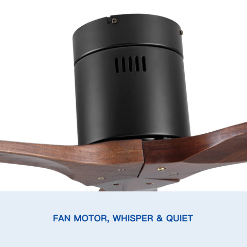 Misty Valley 52in.Solid Wood Blade Low Profile Ceiling Fan without Light,Flush Mount Ceiling Fan