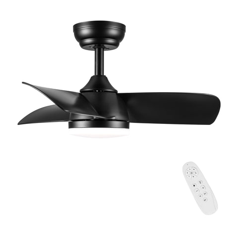 Misty Valley  28in. Integrated LED Black Ceiling Fan with Light,  ABS Blade