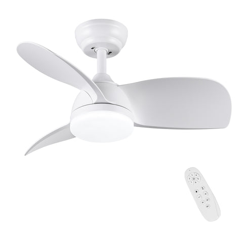 Misty Valley 28in. Modern White Integrated LED 6-Speed Low Profile Ceiling Fan with Light For Bedroom