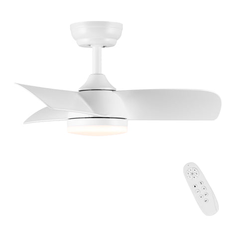 Misty Valley 28in. Modern White Integrated LED 6-Speed Low Profile Ceiling Fan with Light For Bedroom
