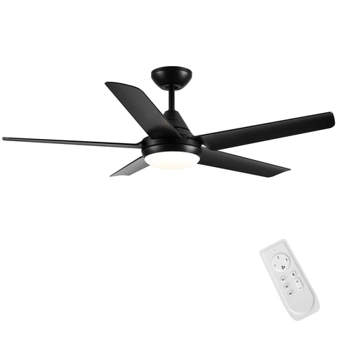 Misty Valley 48in. Modern 5-Blade Integrated LED Black Ceiling Fan with Light, Color-Changing Quiet Remote Control Ceiling Fan