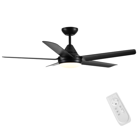 Misty Valley 48in. Modern 5-Blade Integrated LED Black Ceiling Fan with Light, Color-Changing Quiet Remote Control Ceiling Fan