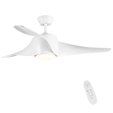 Misty Valley 52in. Integrated LED Modern White Ceiling Fan with Light, ABS Blade Remote Control included