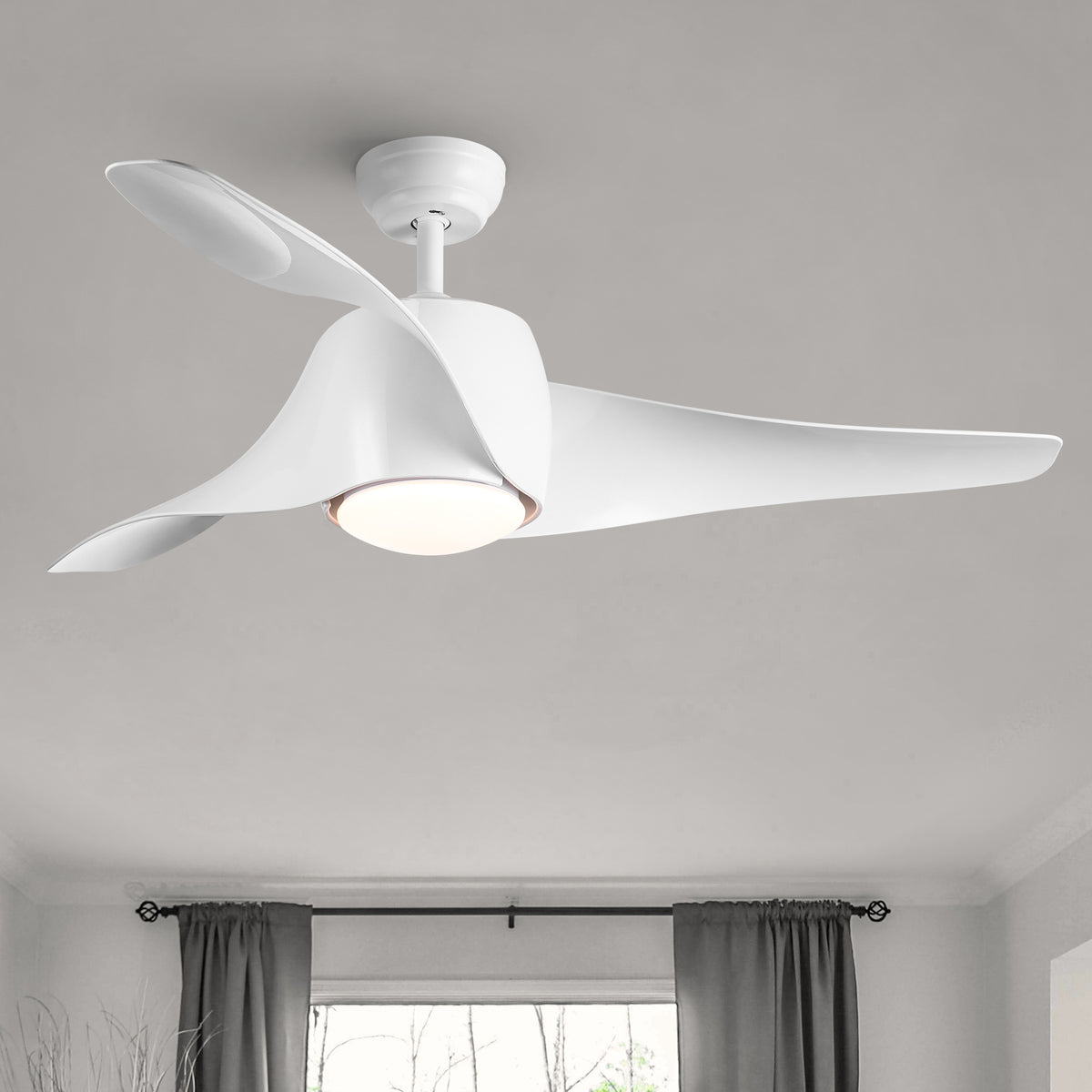 Misty Valley 52in. Integrated LED Modern White Ceiling Fan with Light, ABS Blade Remote Control included